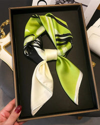 Printed Satin Square Neckerchief Scarf