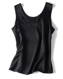 Crew-Neck Sleeveless Silk Top