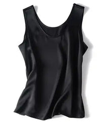 Crew-Neck Sleeveless Silk Top
