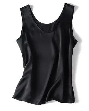 Crew-Neck Sleeveless Silk Top