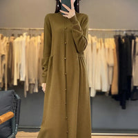 Oversized Button Detailed Cashmere Dress