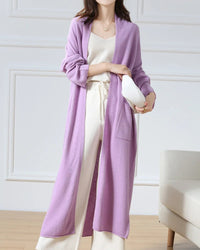 Wool Longline Open-Front Cardigan