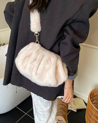 Ruched Faux Fur Cloud Shoulder Bag