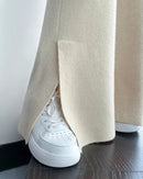 Merino Wool Slit Wide-Leg Trousers