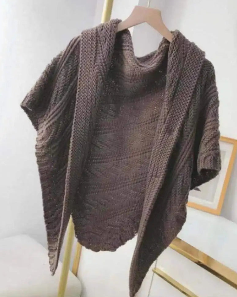 Textured Knit Triangle Shoulder Shawl
