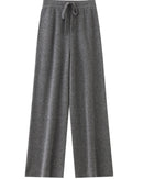 Wool Casual Drawstring Stretch Wide-Leg Pants