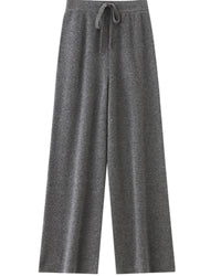 Wool Casual Drawstring Stretch Wide-Leg Pants