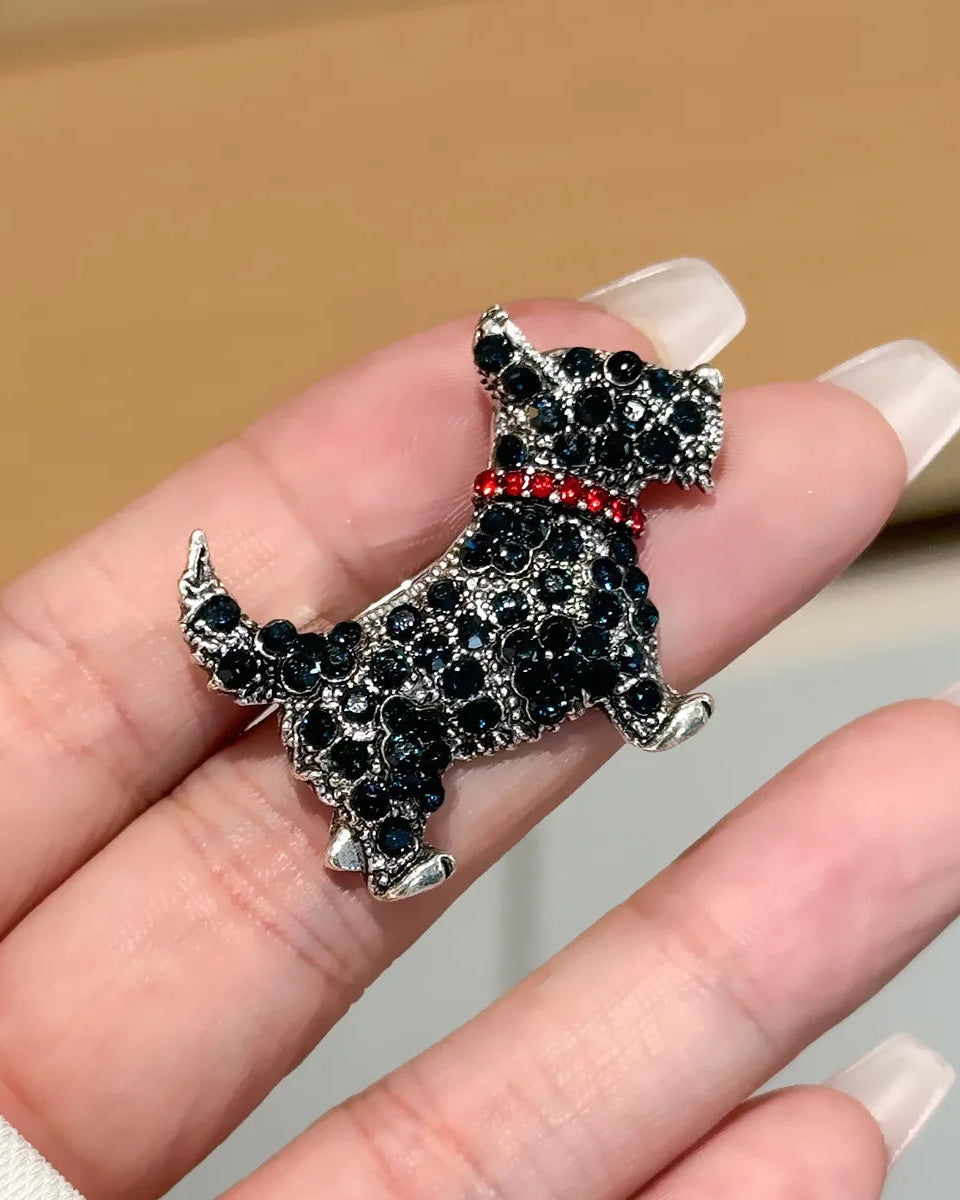 Exquisite Baroque-Style Puppy Brooch