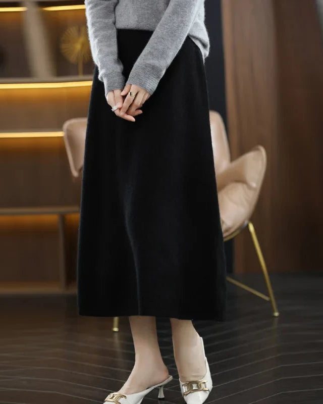 Wool Knitted A-Line Skirt