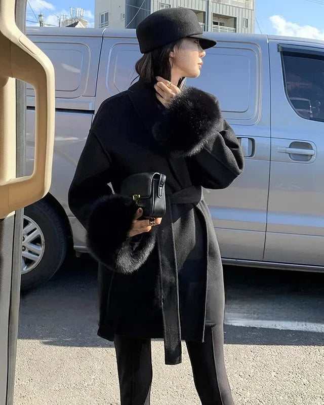 Double-Faced Wool Blend Short Coat
