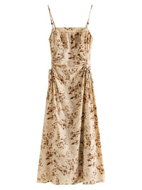 Pleated Floral Long Slimming Skirt