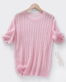 Cable-Knit Short-Sleeve Top