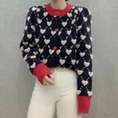 Ugly Sweater Heart Detail Knitted Short Cardigan