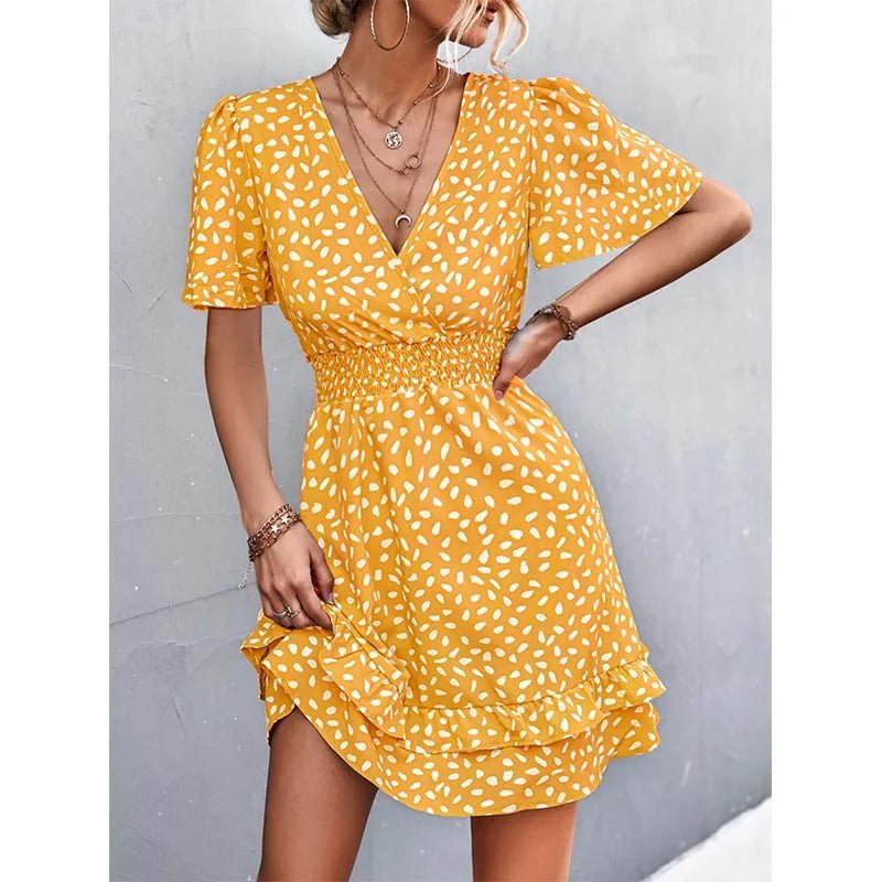V-Neck Floral Mini Dress