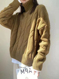 Criss-Cross High Neck Pure Wool Sweater