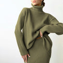 Turtle Neck Sweater and Midi Skirt Suits