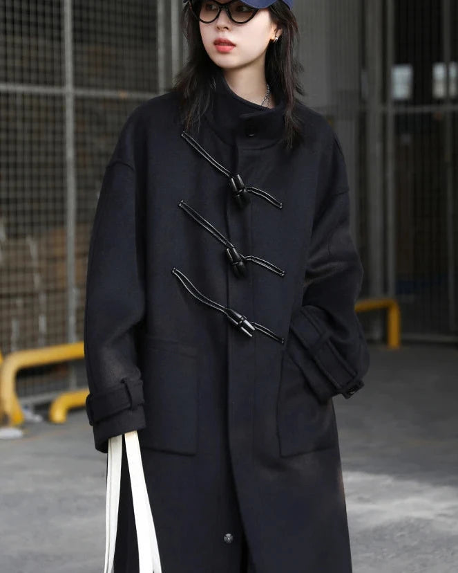 Horn Button Wool Blend Coat