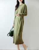 Merino Wool Belted Knit Dress
