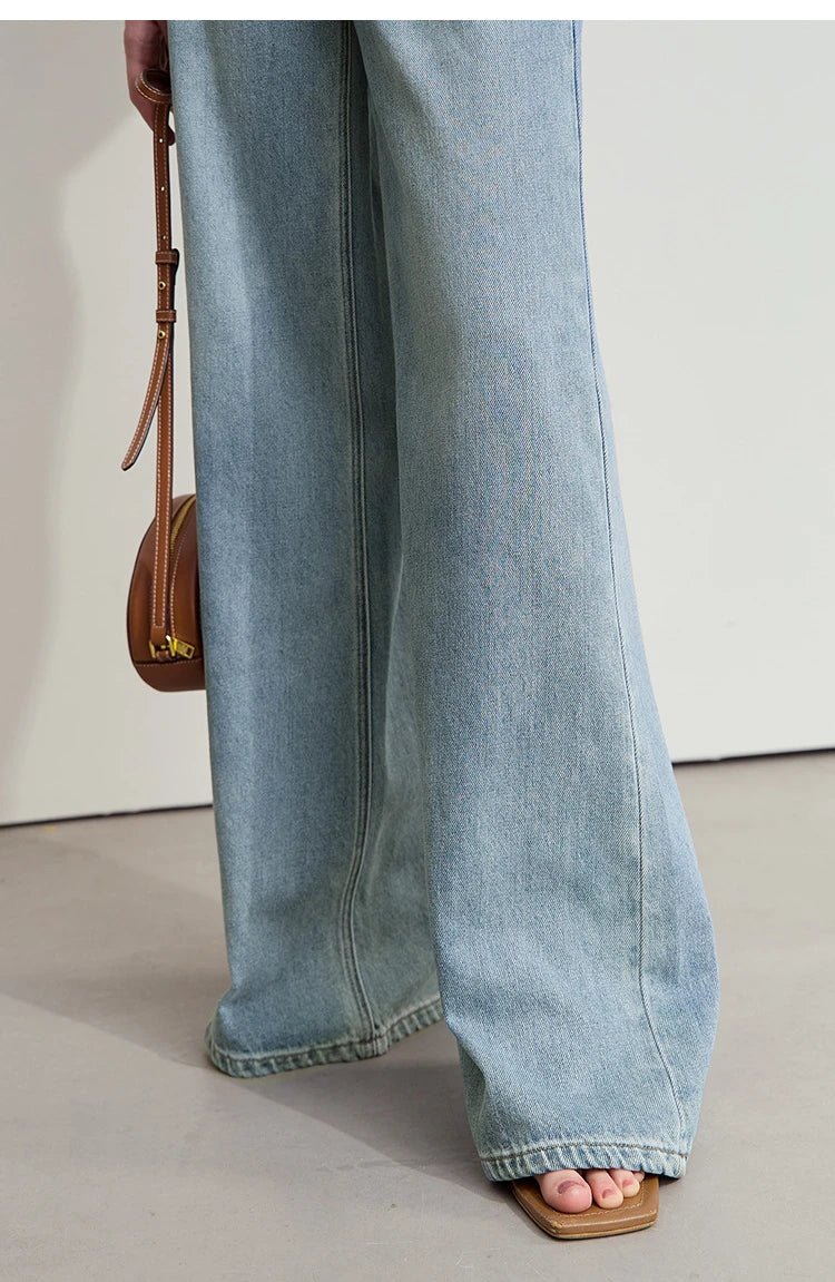 Versatile Denim Low Waist Thin Wide Leg Pants