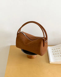 Faux Suede Barrel Shoulder Bag
