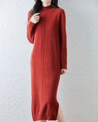 Merino Wool Turtleneck Midi Dress