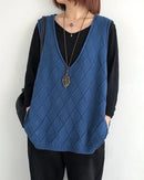 Oversized V-Neck Hollow Knit Vest