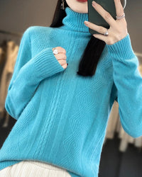 Merino Wool Turtleneck Jacquard Sweater