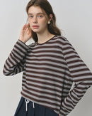 Stylish Loose-Fitting Crew Neck Striped T-Shirt