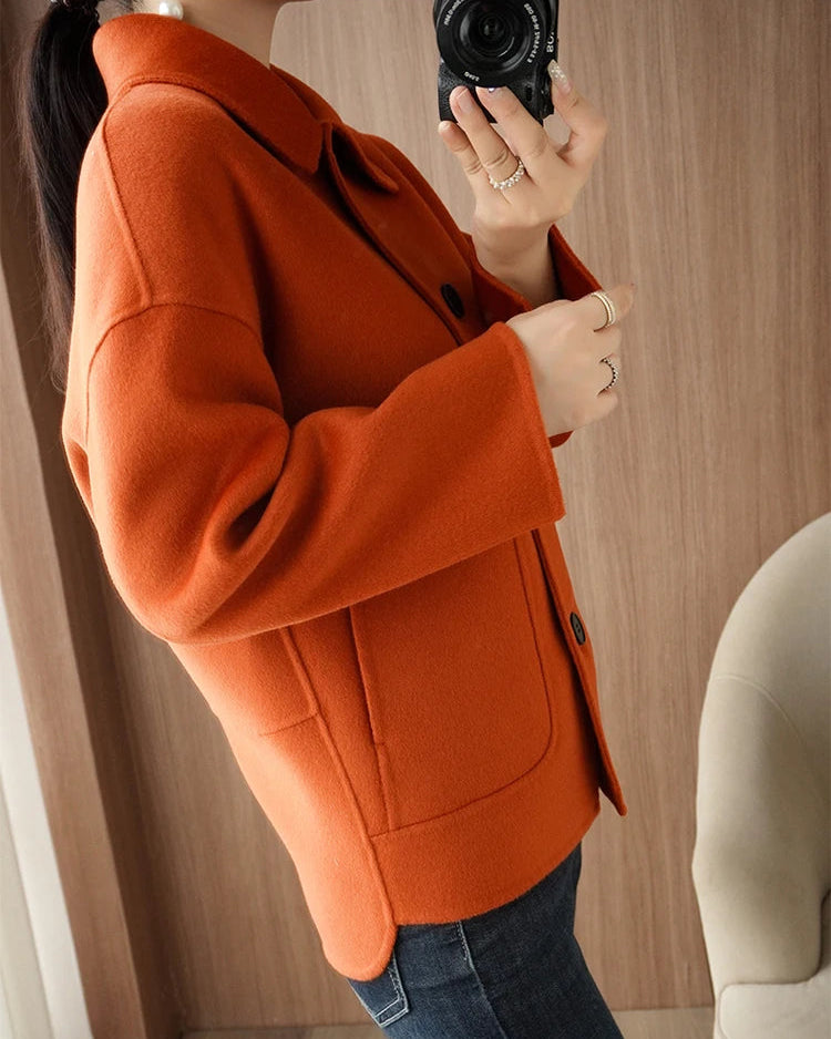 Classic Refined Wool Buttoned Overcoat