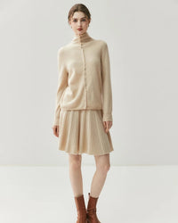 Cashmere Reversible Turtleneck Cardigan Sweater