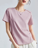 Knitted Mercerized Cotton Crew-Neck T-Shirt