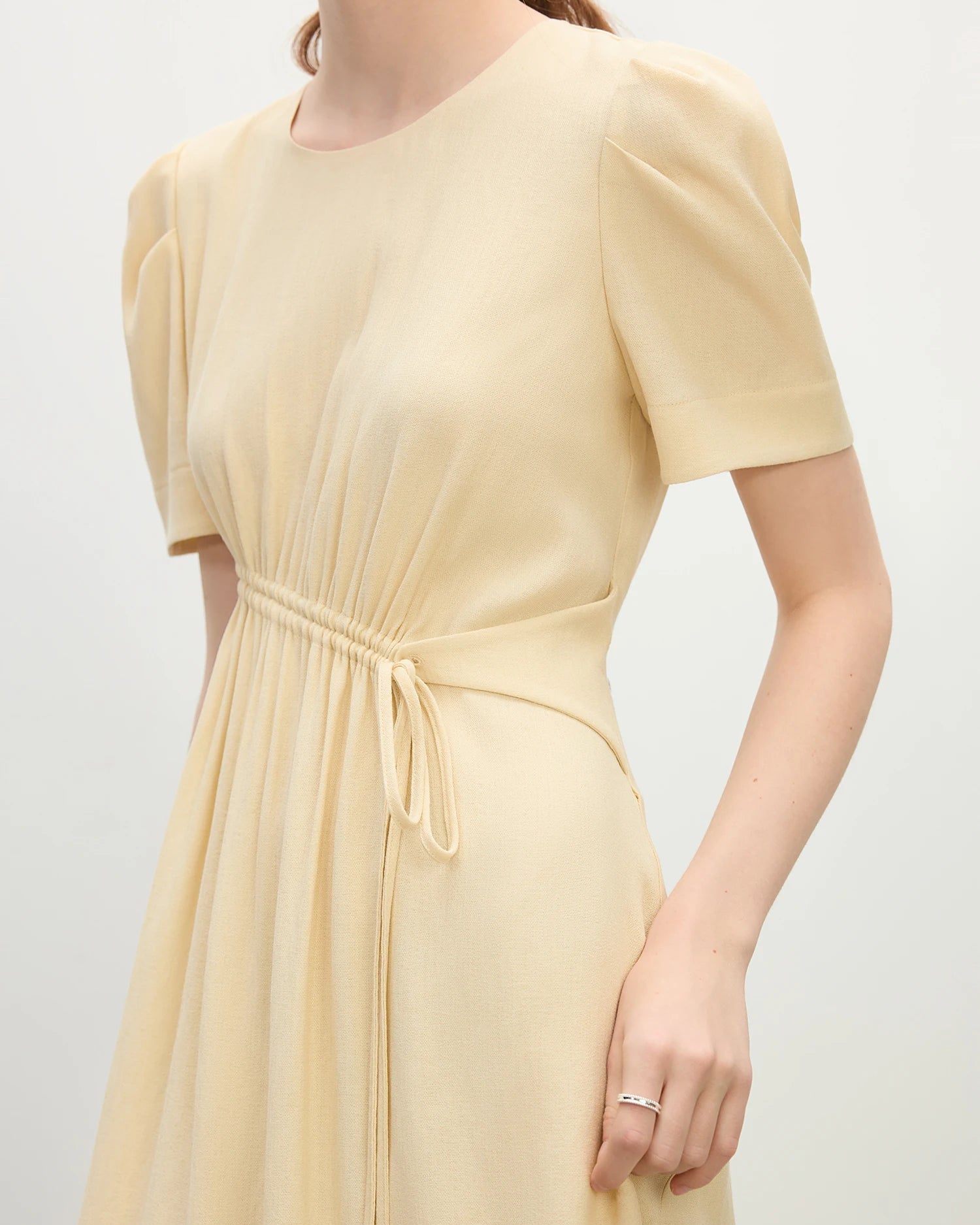 New Slim-Fit Drawstring High-Waisted A-Line Dress