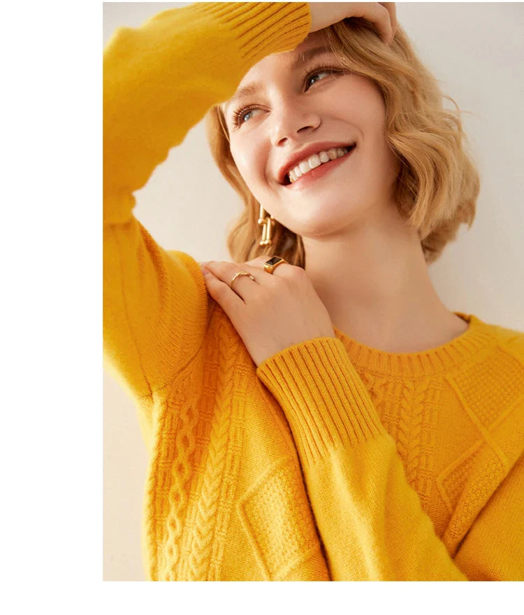 Round-Neck 100% Merino Wool Sweater