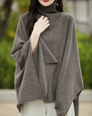 Wool Shawl-Style Mid-Length Sleeveless Pullover