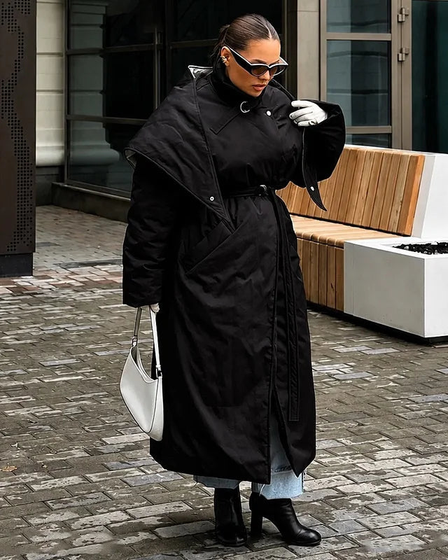 Long Padded Shawl Collar Coat