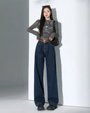 Relaxed High-Waist Wide-Leg Denim Pants