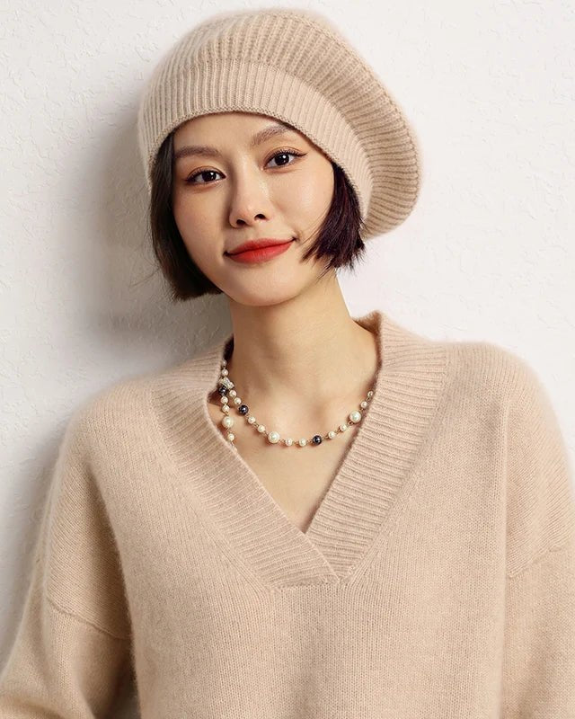Pure Cashmere Knitted Beret