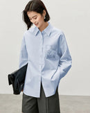 Simple Loose-Fitting Drop-Shoulder Long-Sleeved Shirt