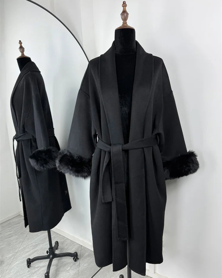 Double-Faced Wool Blend Long Overcoat