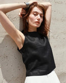 Linen Crew Neck Button Reversible Vest