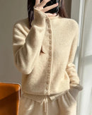 Mock Neck Merino Wool Cardigan