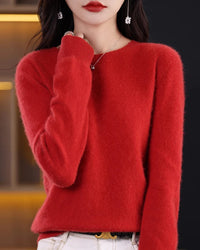 Merino Wool O-Neck Knit Sweater