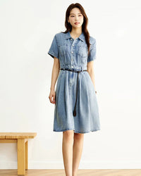 Casual And Stylish Fitted Button Denim Dress