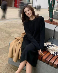 Cashmere Knit Ankle-Length Sweater Dress