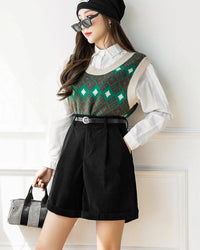 Textured High-Rise Casual Shorts