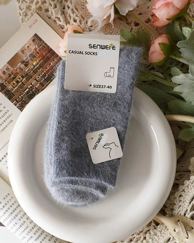 Wool Rabbit Hair Mid-Tube Socks
