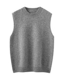 Wool sleeveless knit vest. Relaxed fit, natural warmth, effortless layering for autumn.
