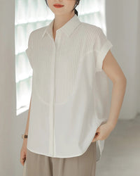 Ruffle-Sleeve Single-Breasted Shirt