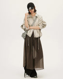 Loose-Fit Zip-Up PU Leather Short Jacket