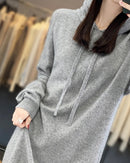 Drawstring Hooded Wool Dress